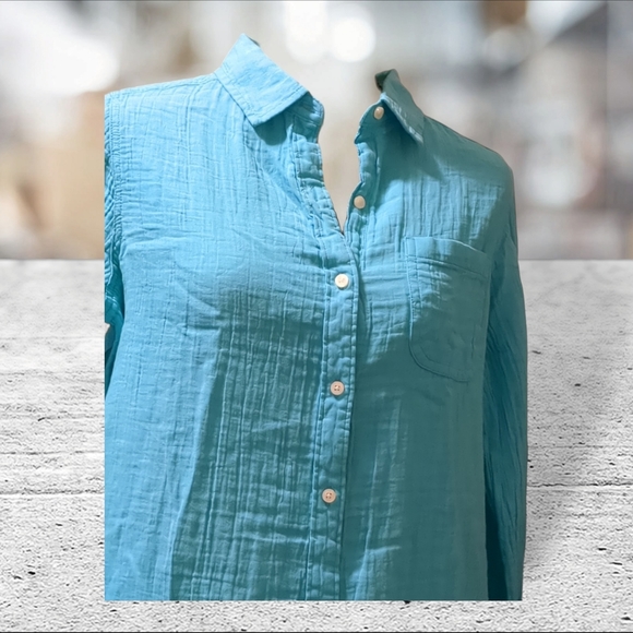 NWT St John's Bay long sleeve button down top size M - Picture 7 of 15